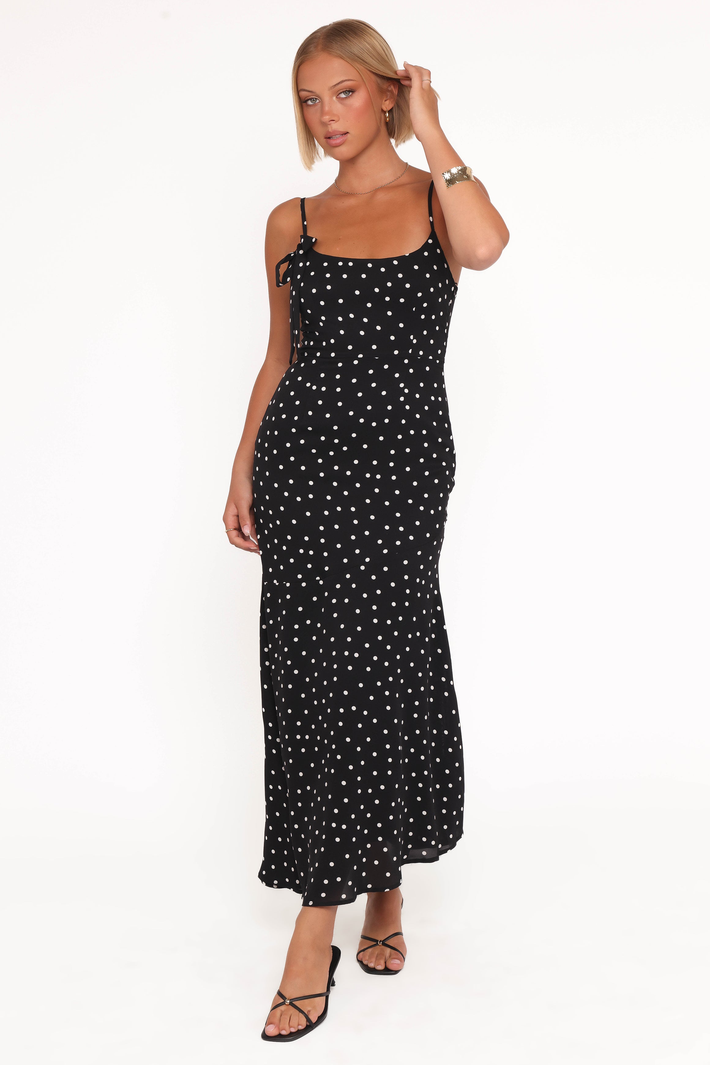 Petal and Pup USA DRESSES Lexia Midi Dress - Black Polka Dot
