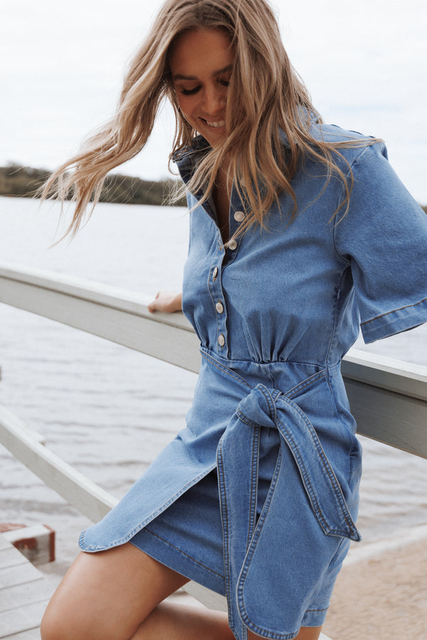 Fleming Shirt Mini Dress - Denim Fleming Shirt Mini Dress - Denim