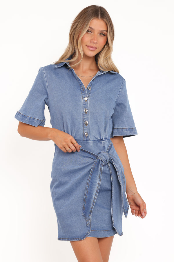 Petal and Pup USA DRESSES Leyton Mini Dress - Denim Chambray