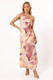 Petal and Pup USA DRESSES Lidia One Shoulder Maxi Dress - Warm Multi