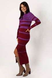 Petal and Pup USA DRESSES Lilana Long Sleeve Midi Dress - Plum Grape