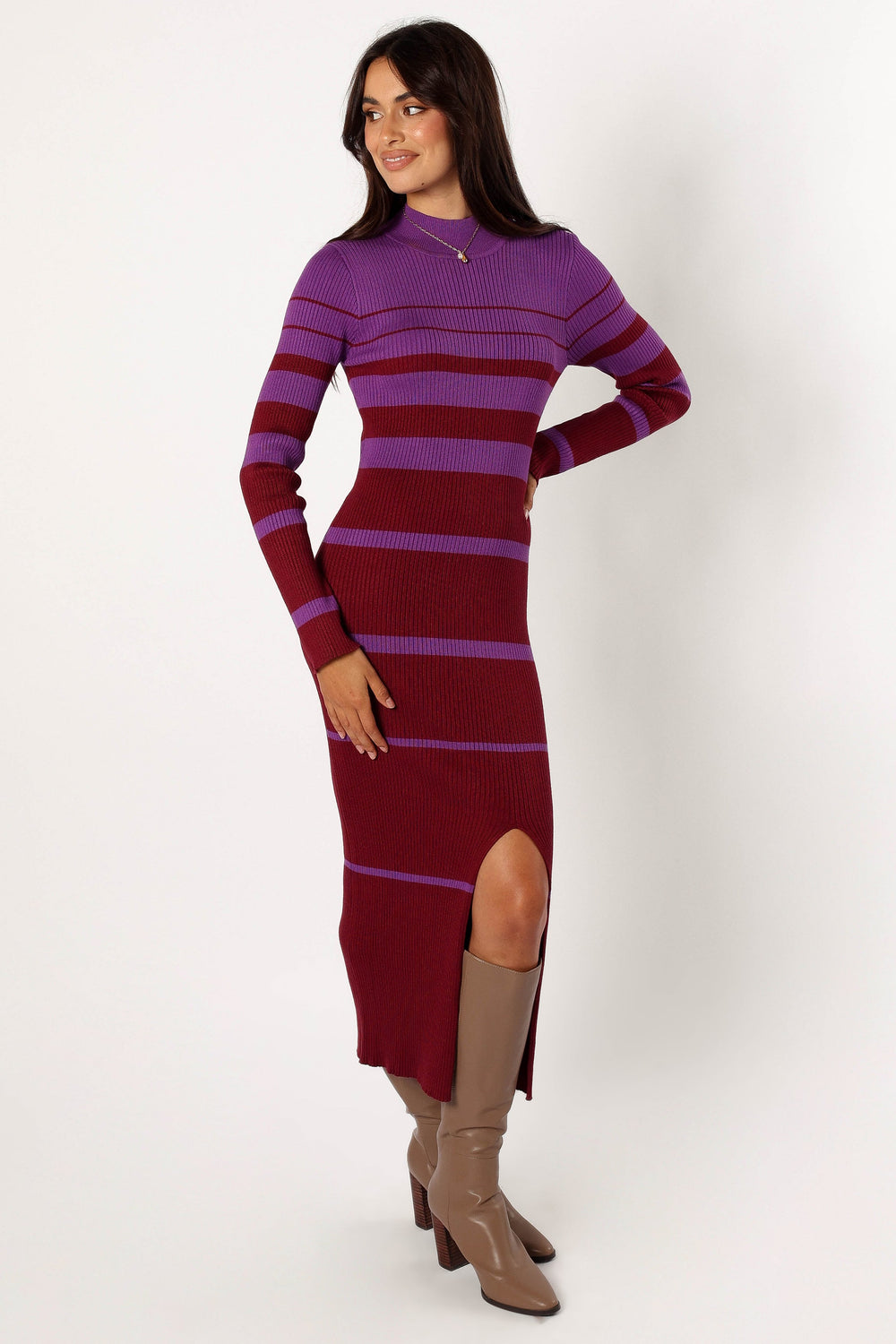Petal and Pup USA DRESSES Lilana Long Sleeve Midi Dress - Plum Grape
