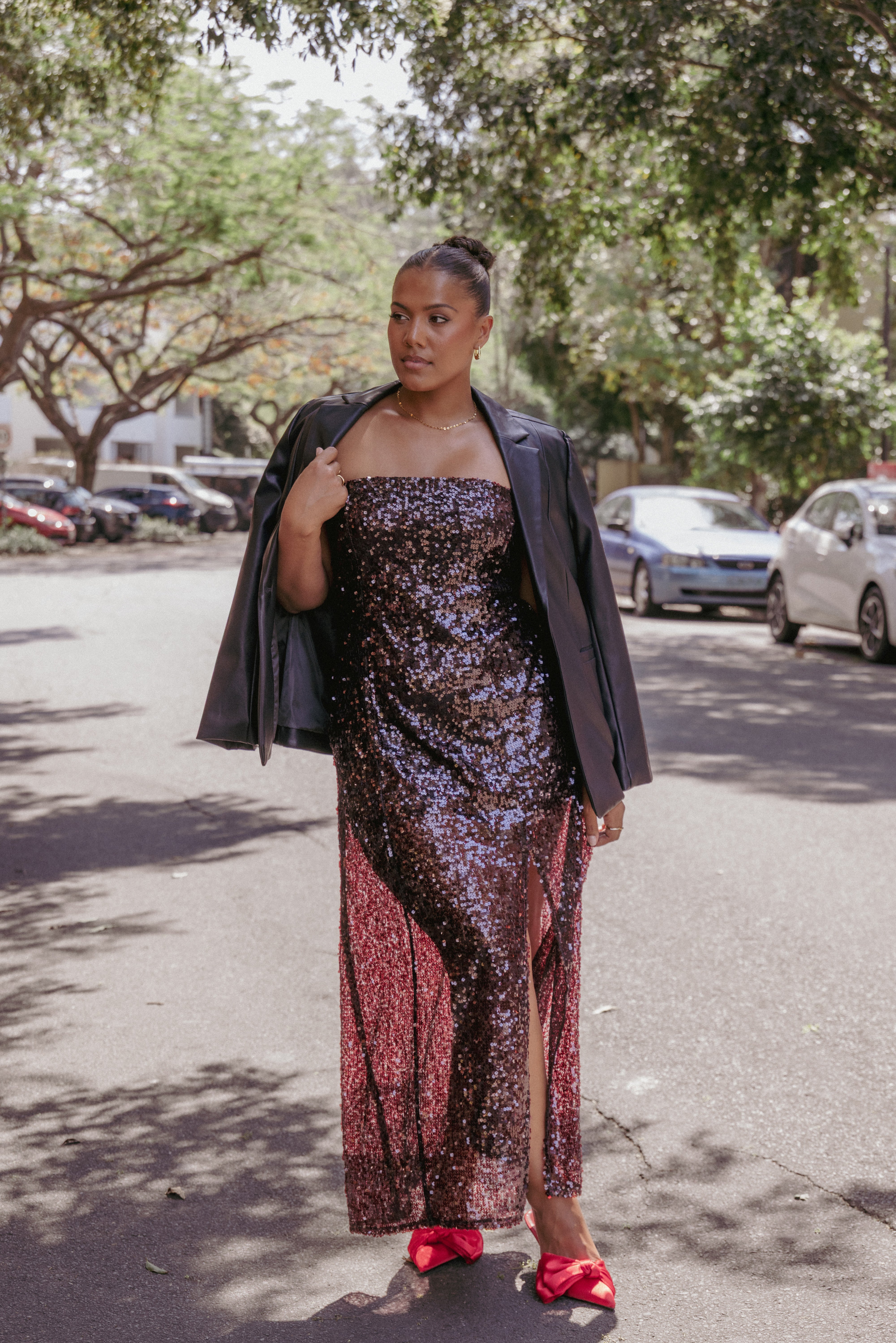 Petal and Pup USA DRESSES Liliane Maxi Dress - Cherry Sequin