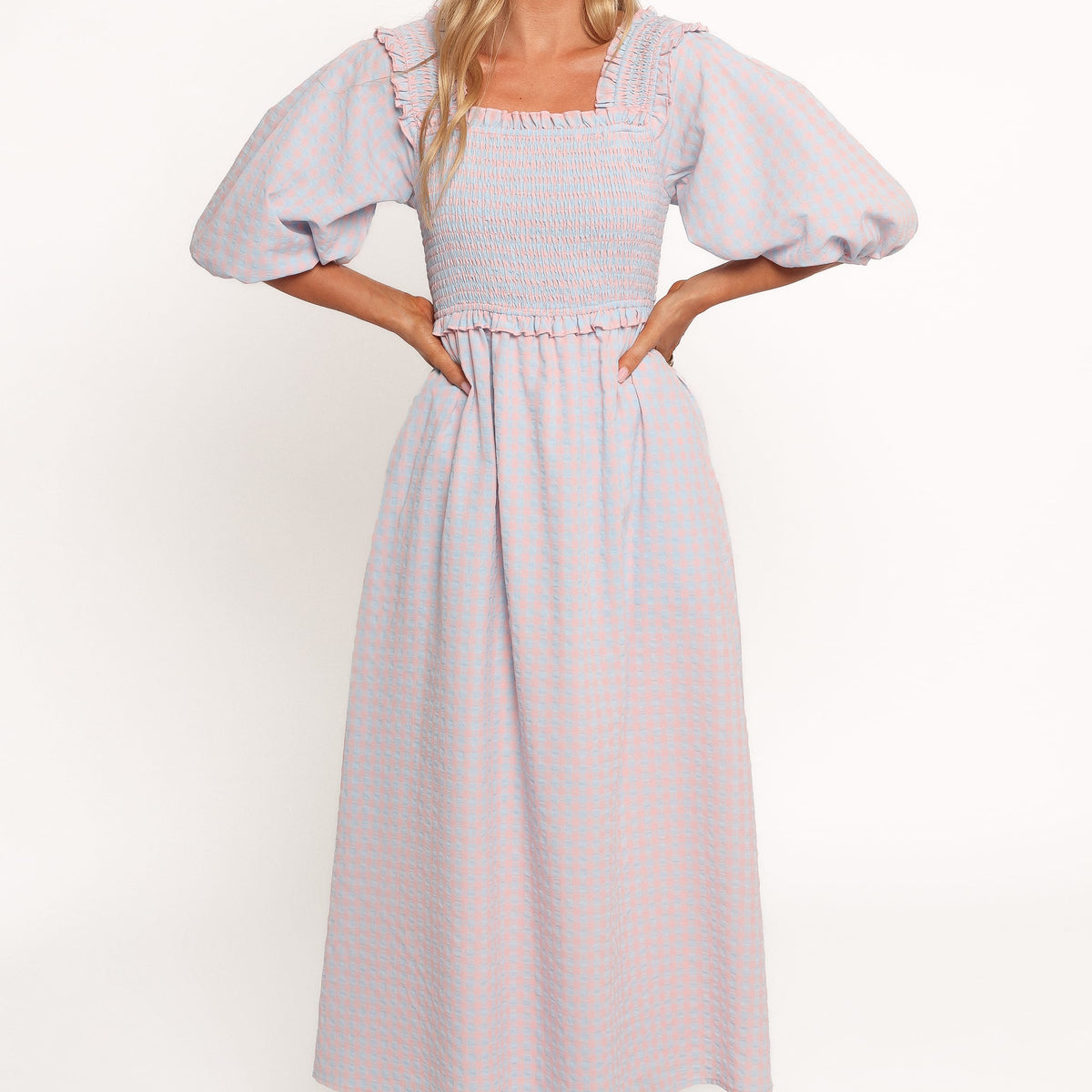 Petal and Pup Women's Lille Midi Dress - Blue Gingham XS Petal and Pup Women's Lille Midi Dress - Blue Gingham XS