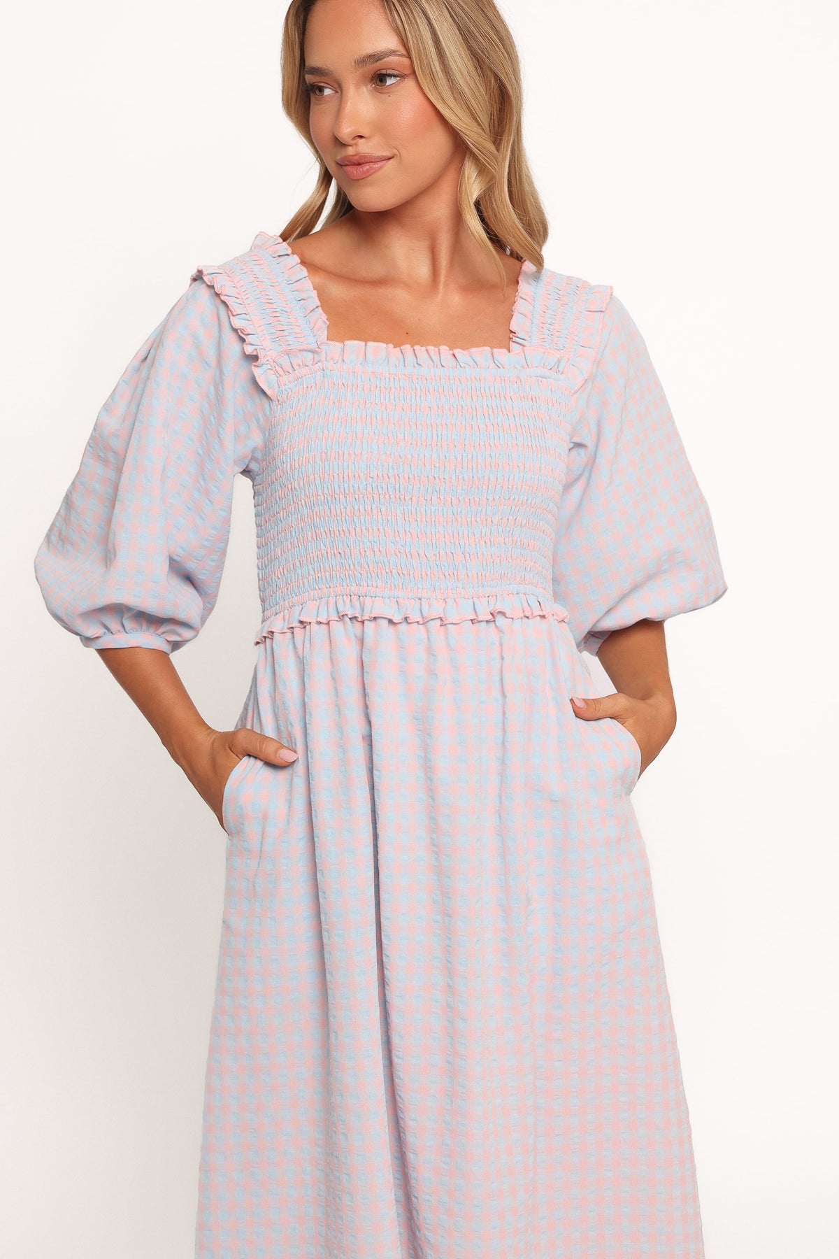 Lille Midi Dress - Blue Gingham | Petal & Pup USA Lille Midi Dress - Blue Gingham | Petal & Pup USA