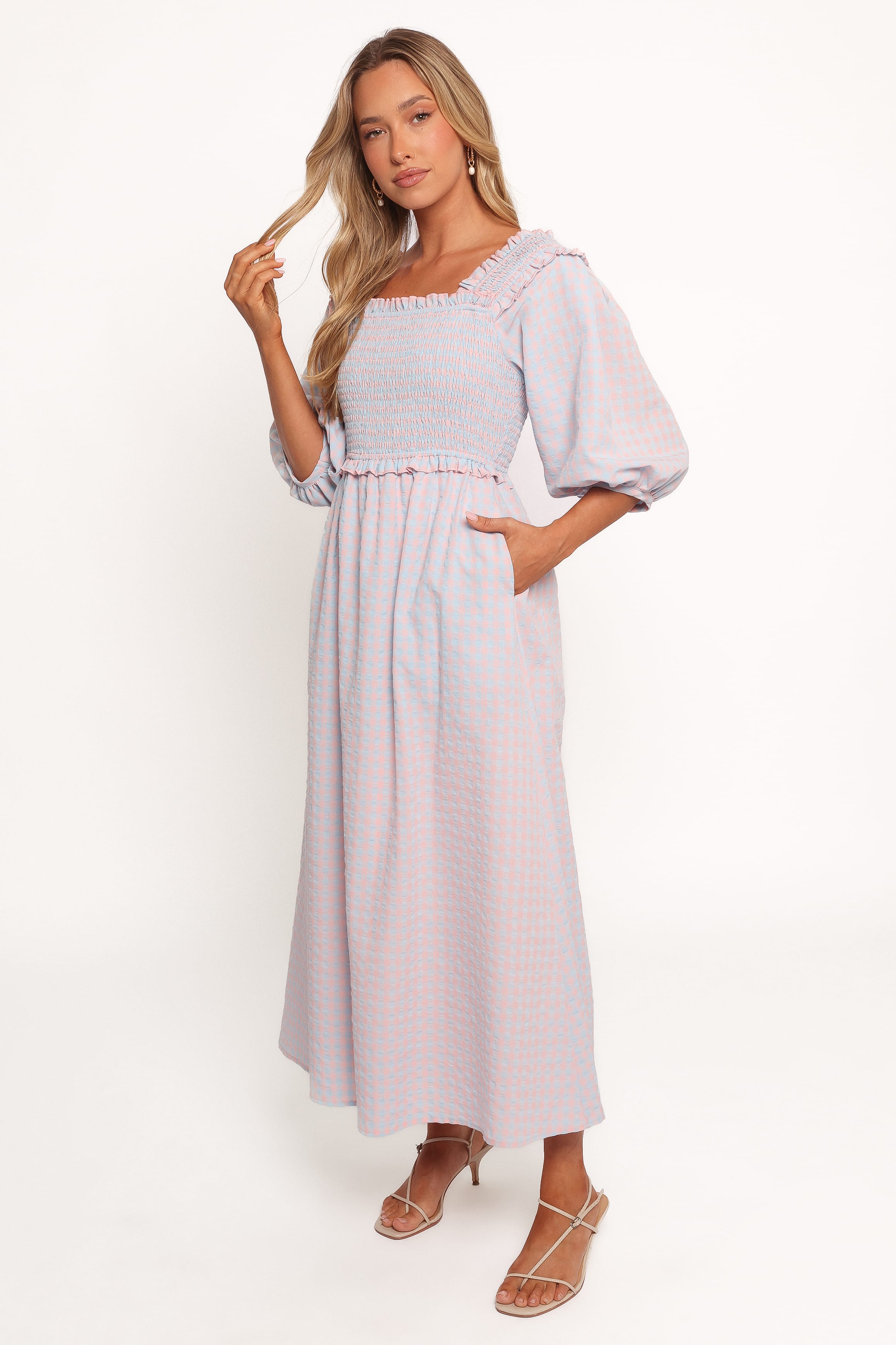Petal and Pup USA DRESSES Lille Midi Dress - Blue Gingham (Hold for Rack)