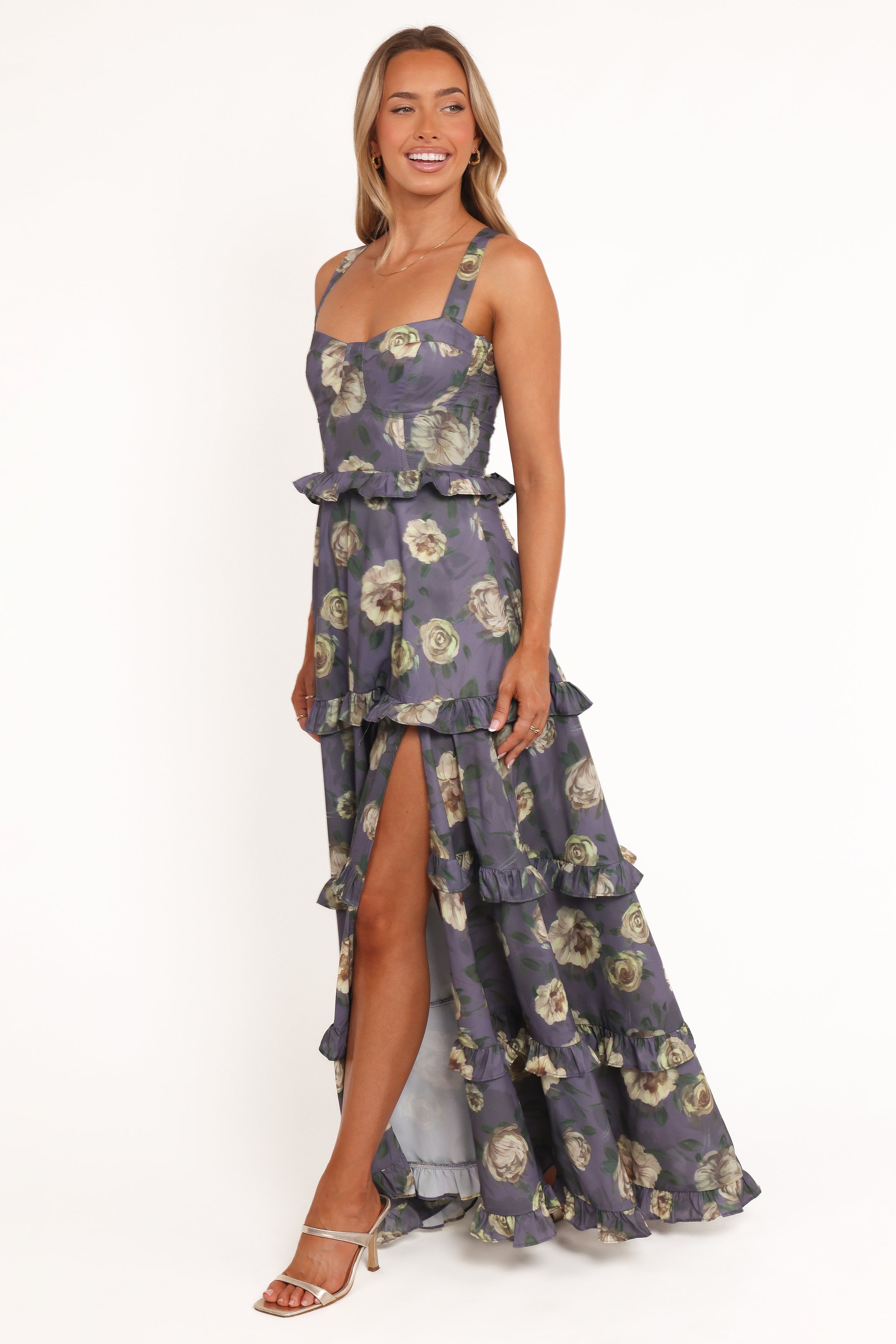 Petal and Pup USA DRESSES Lillee Tiered Maxi Dress - Lavender Floral