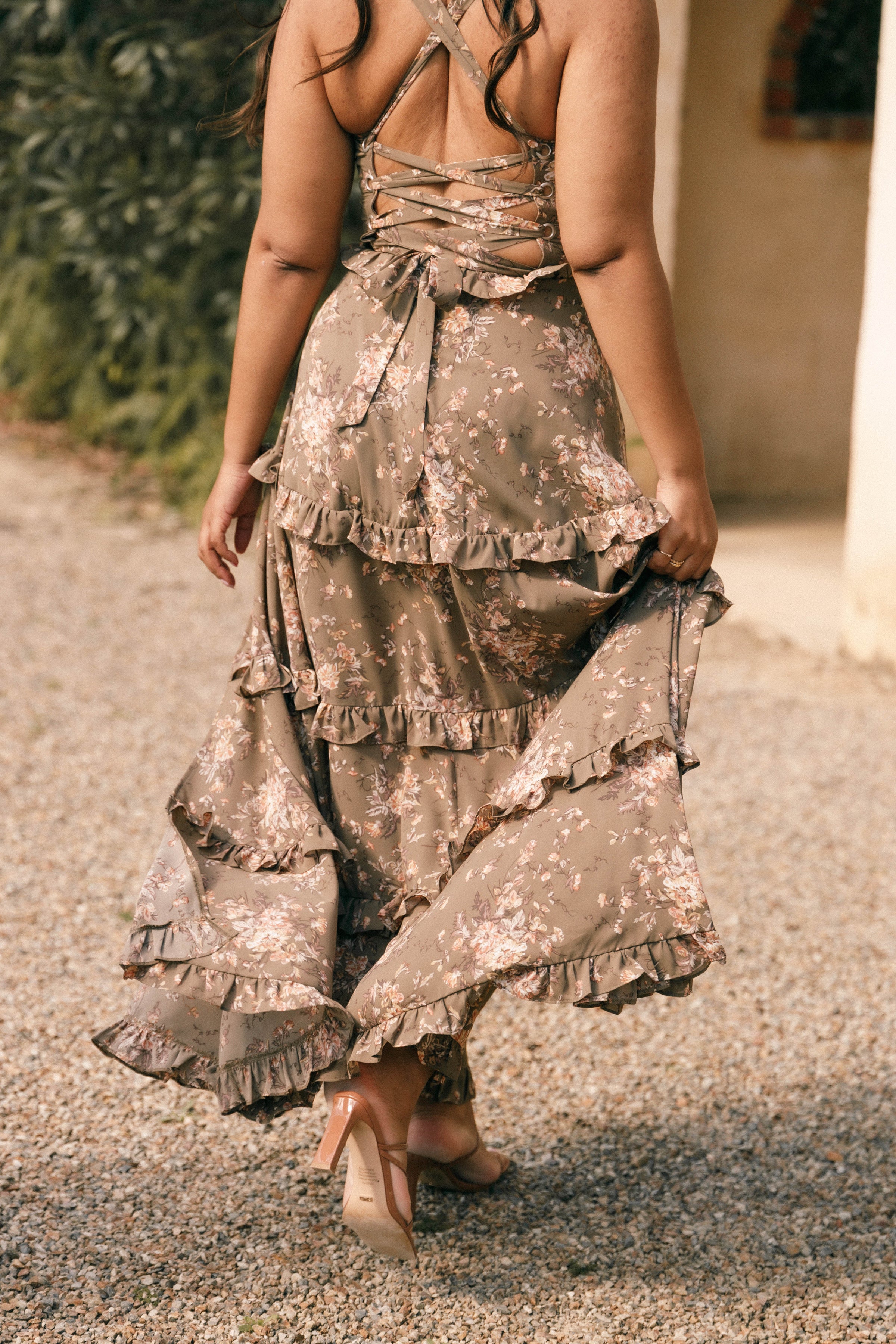 Petal and Pup USA DRESSES Lillee Tiered Maxi Dress - Olive Print