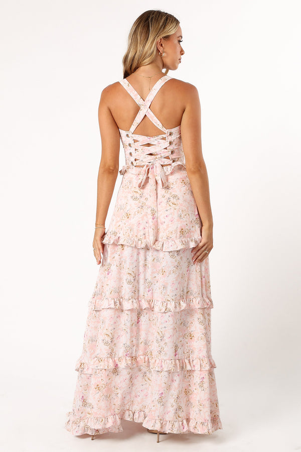 Petal and Pup USA DRESSES Lillee Tiered Maxi Dress - Pink Floral