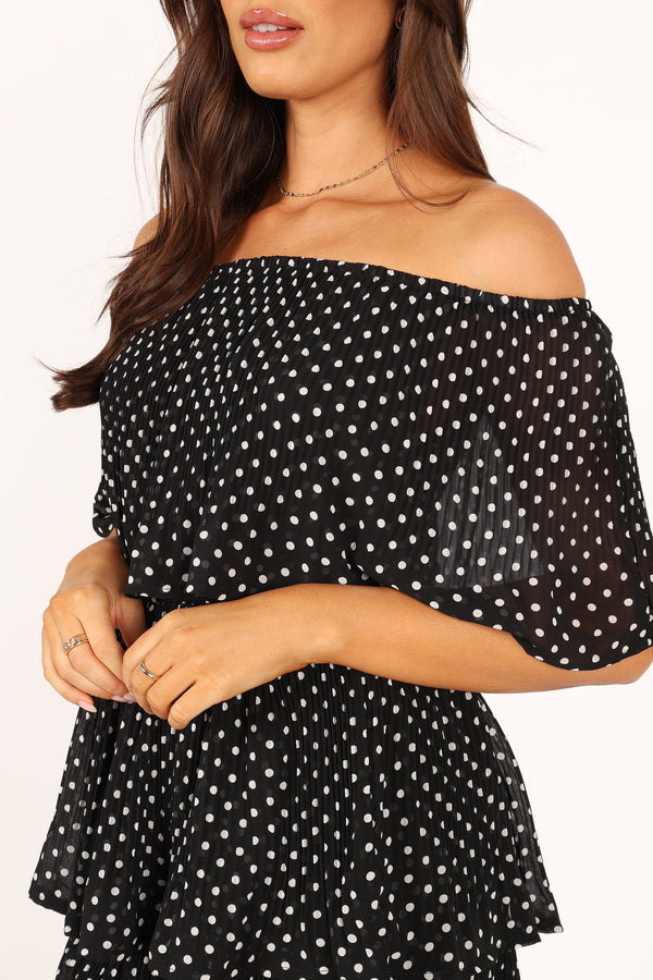 Petal and Pup USA DRESSES Lilli Tiered Midi Dress - Black White Polka Dot