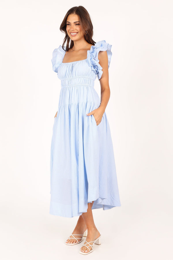 Petal and Pup USA DRESSES Linda Midi Dress - Blue Stripe