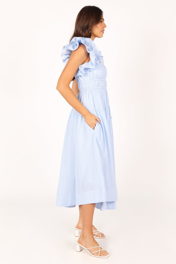 Petal and Pup USA DRESSES Linda Midi Dress - Blue Stripe