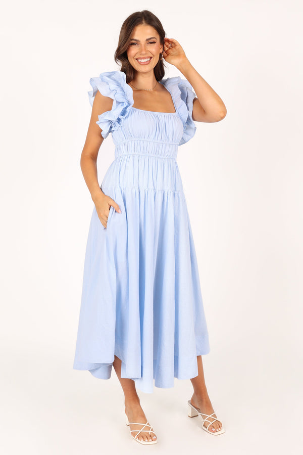 Petal and Pup USA DRESSES Linda Midi Dress - Blue Stripe