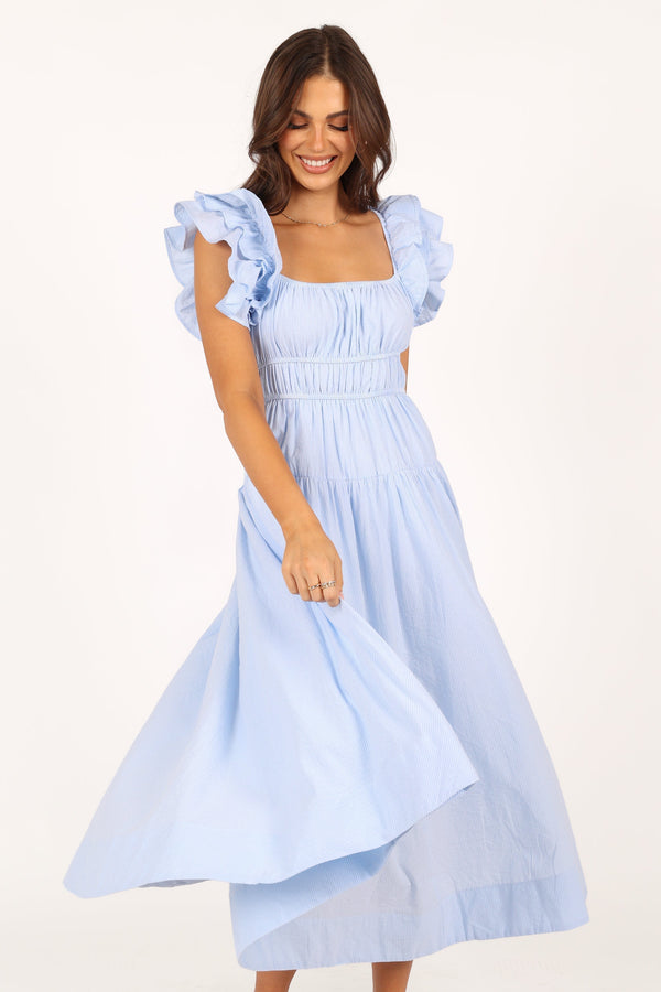 Petal and Pup USA DRESSES Linda Midi Dress - Blue Stripe