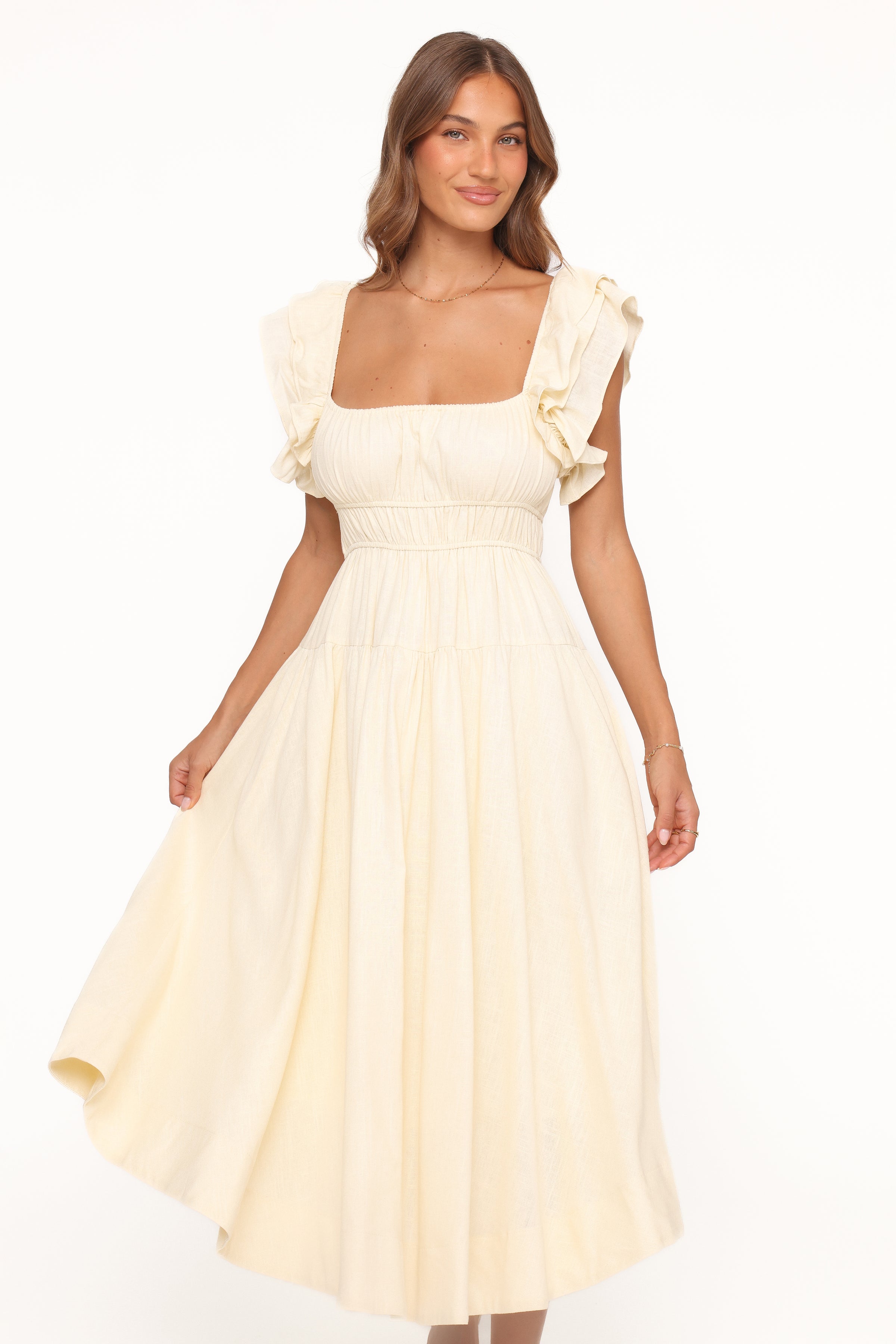 Petal and Pup USA DRESSES Linda Midi Dress - Butter Yellow