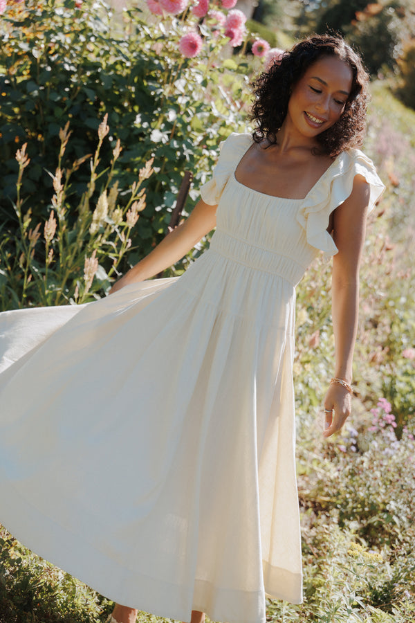 Petal and Pup USA DRESSES Linda Midi Dress - Butter Yellow