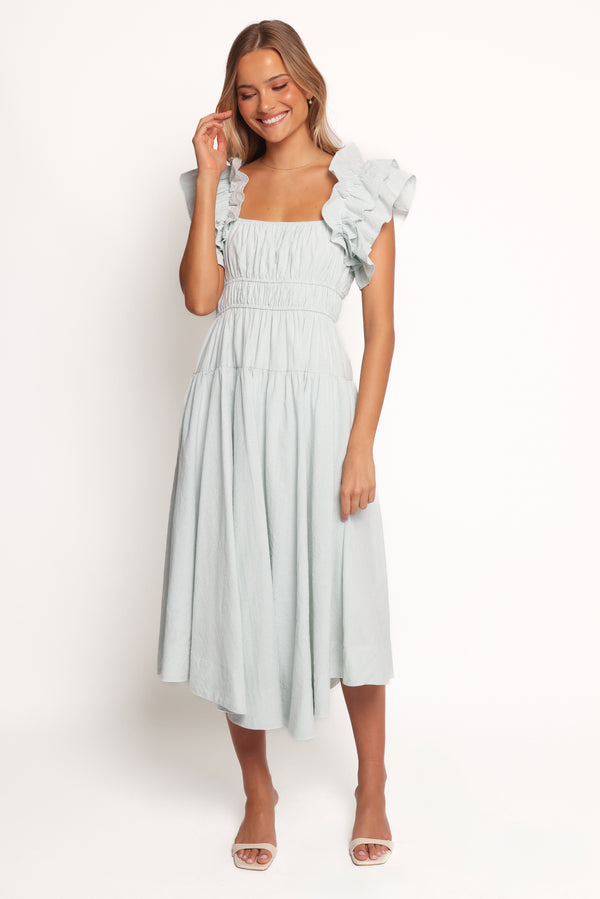 Petal and Pup USA DRESSES Linda Midi Dress - Green Stripe