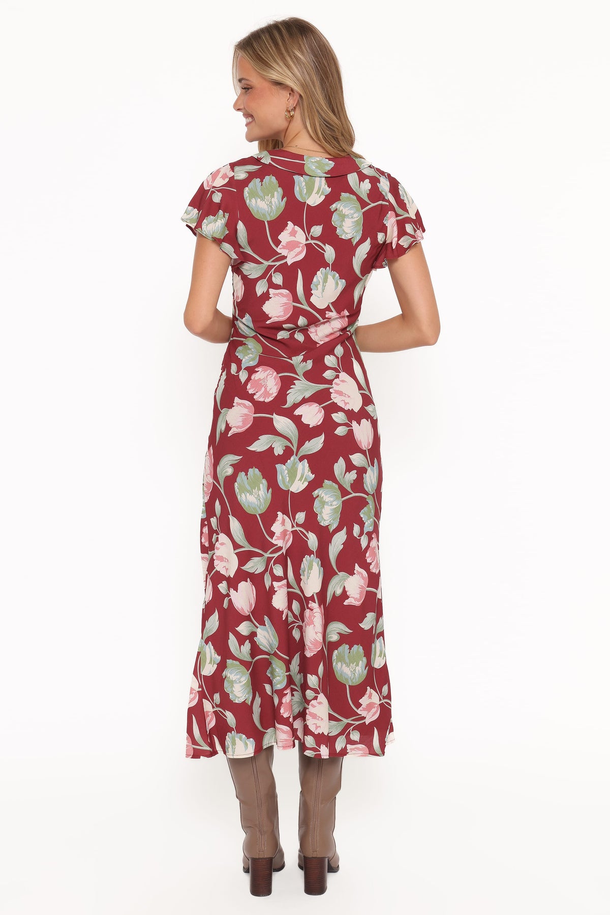 Petal and Pup USA DRESSES Linden Midi Dress - Red Tulip Floral