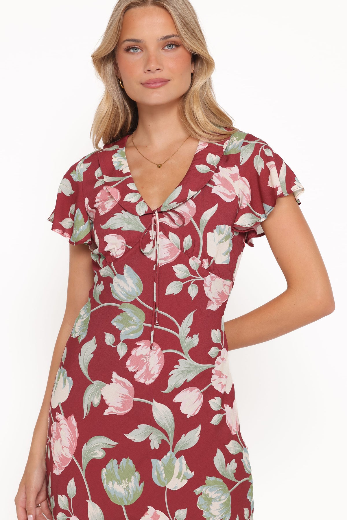 Petal and Pup USA DRESSES Linden Midi Dress - Red Tulip Floral