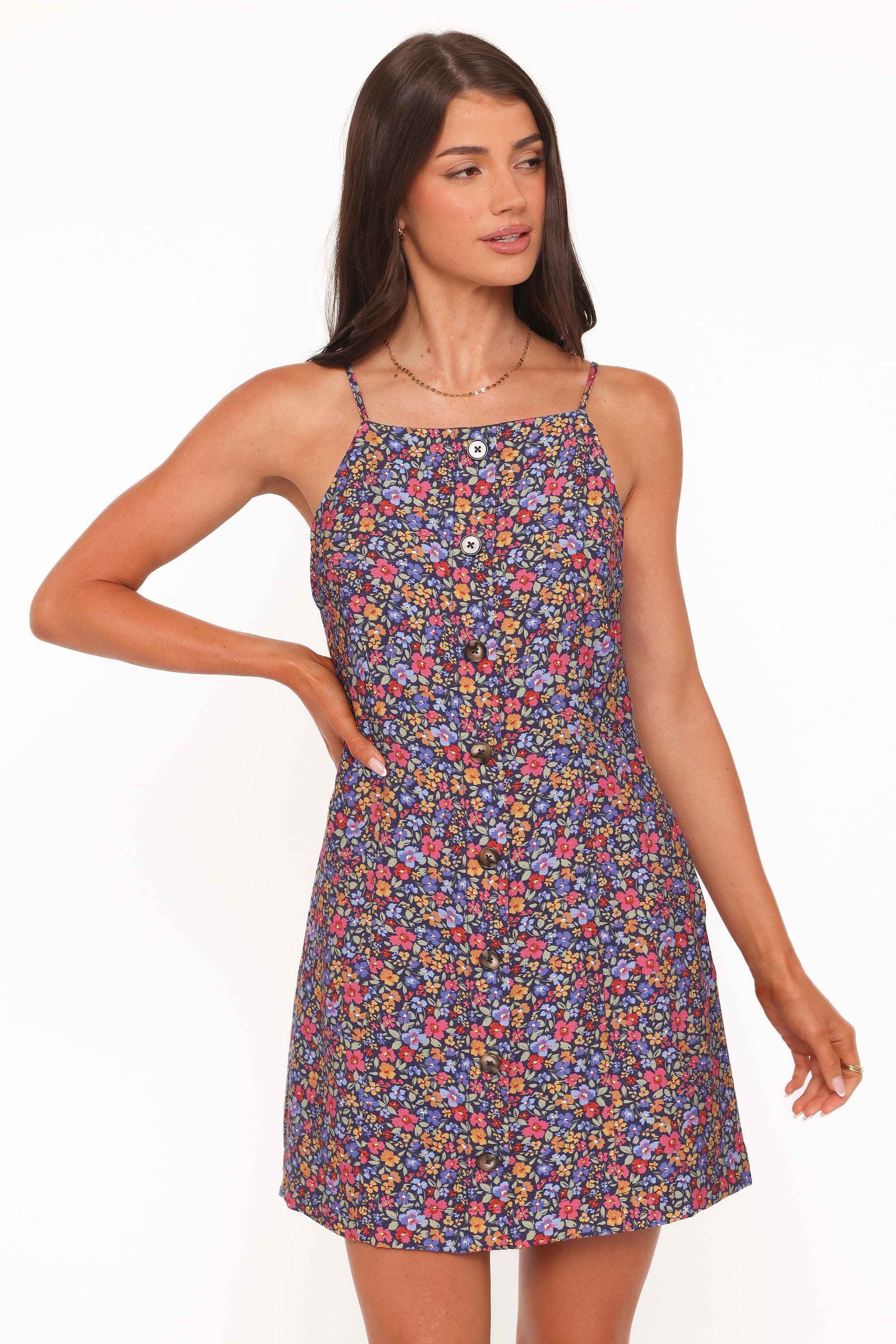 Petal and Pup USA DRESSES Lindsay Mini Dress - Blue Denim Ditsy