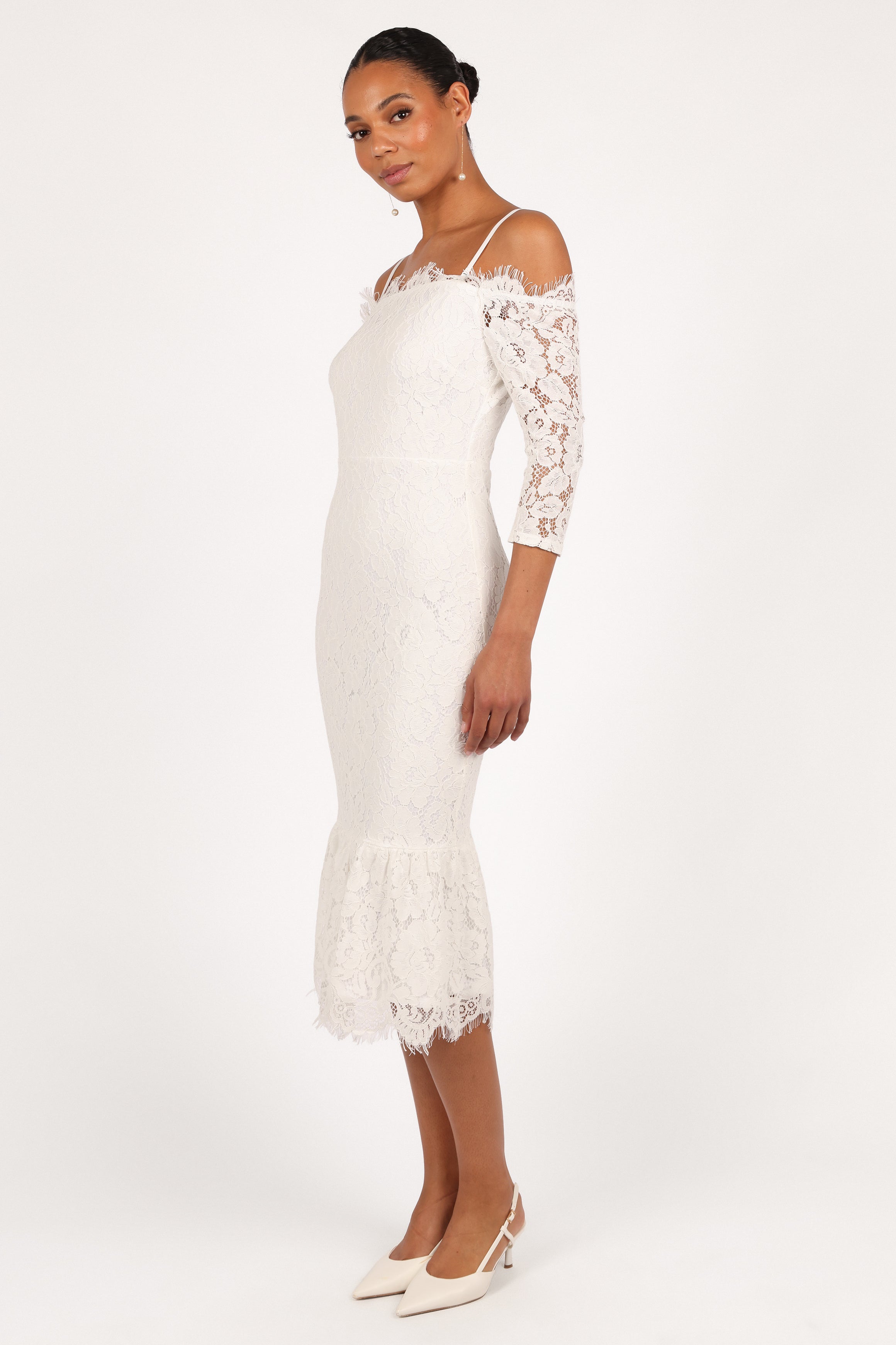 Petal and Pup USA DRESSES Lindy Midi Dress - White