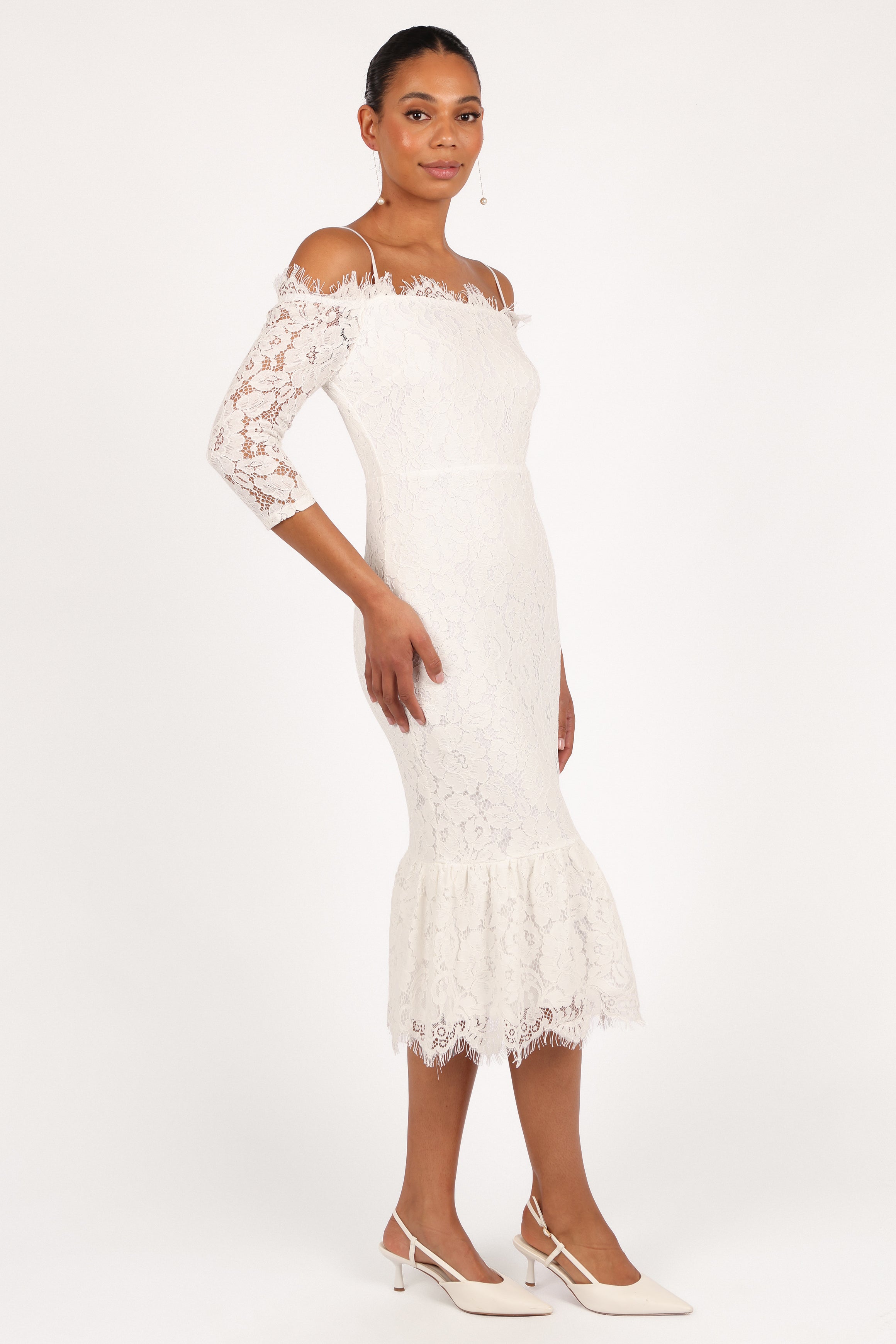 Petal and Pup USA DRESSES Lindy Midi Dress - White