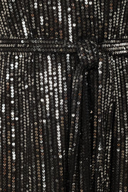 Petal and Pup USA DRESSES Linnie Long Sleeve Mini Dress - Black Sequin