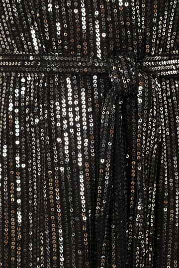 Linnie Long Sleeve Mini Dress - Black Sequin - Petal & Pup USA