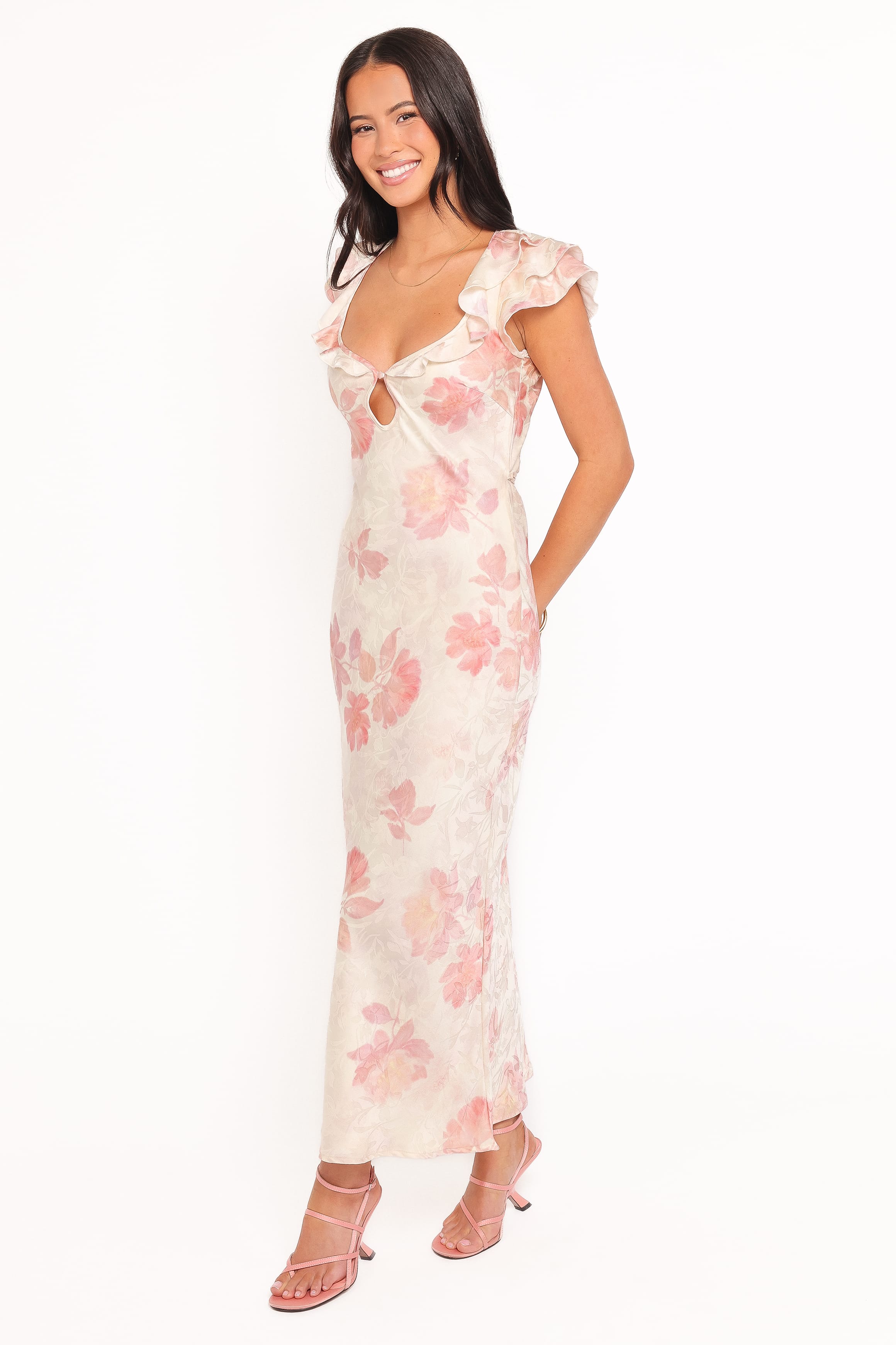 Petal and Pup USA DRESSES Liona Midi Dress - Cream Floral
