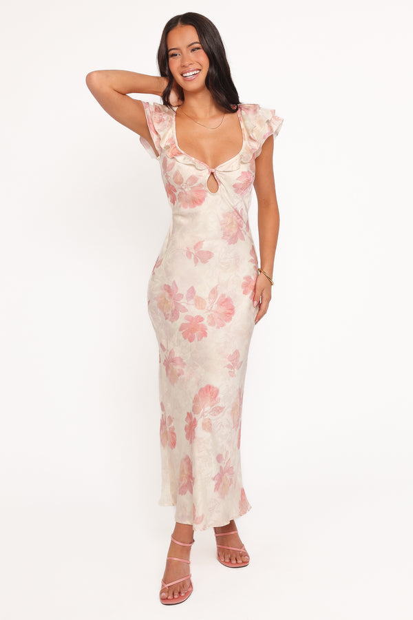 Petal and Pup USA DRESSES Liona Midi Dress - Cream Floral