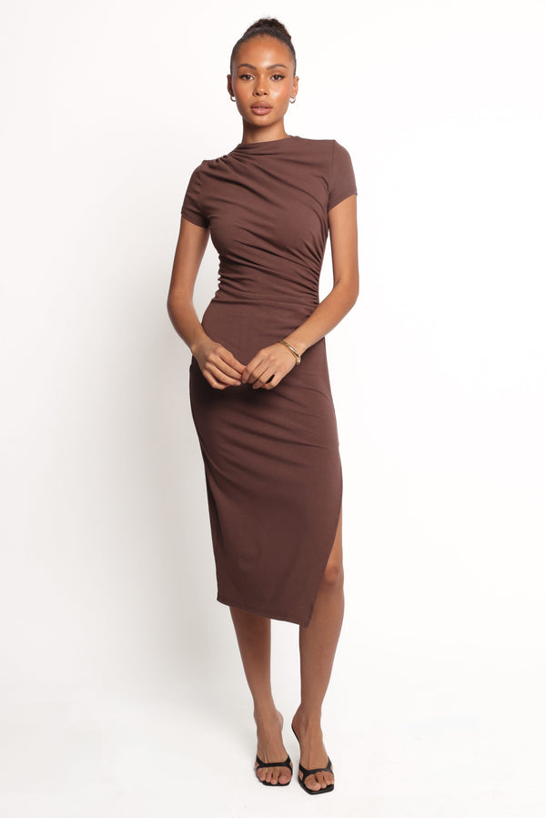 Petal and Pup USA DRESSES Lioren Midi Dress - Brown