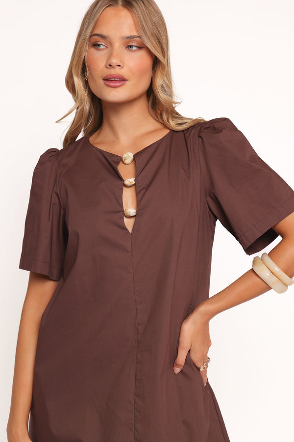 Petal and Pup USA DRESSES Lirael Mini Dress - Espresso