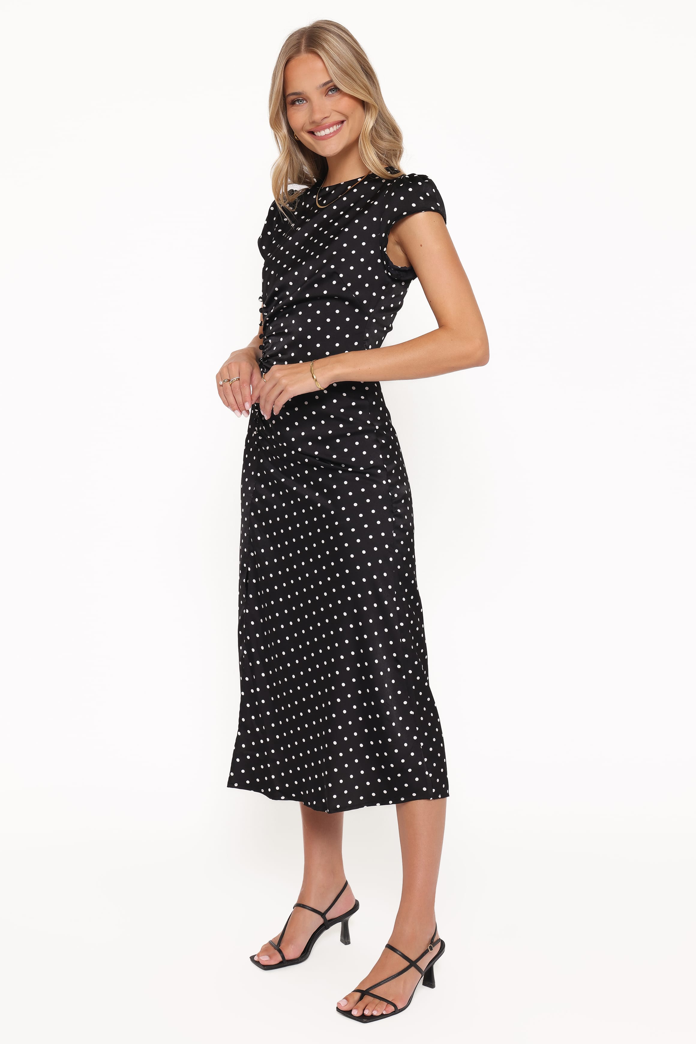 white christmas dresses Marlow Polka Dot Maxi Dress In Black main image 0