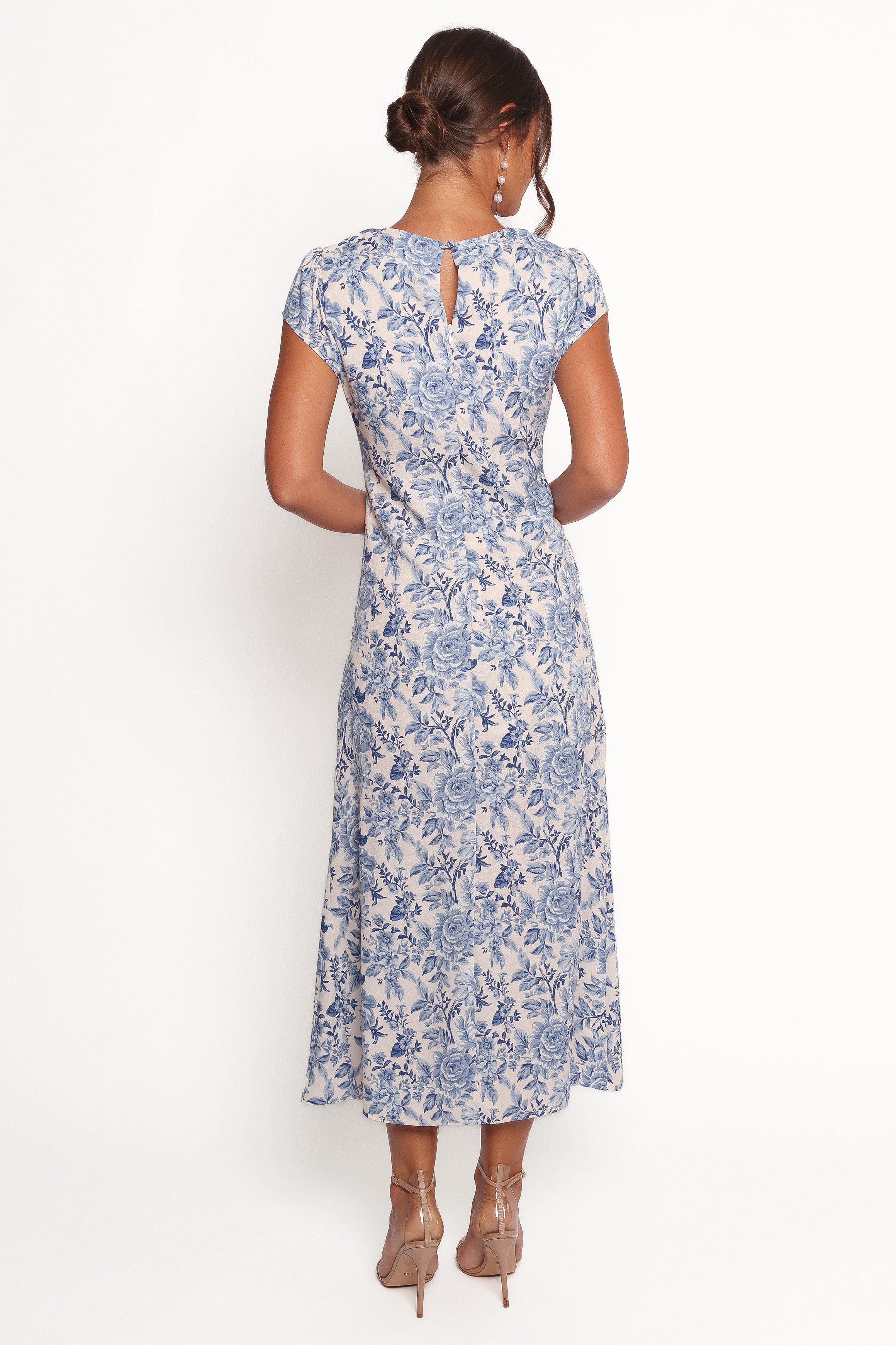 Petal and Pup USA DRESSES Lisbeth Midi Dress - Blue Floral