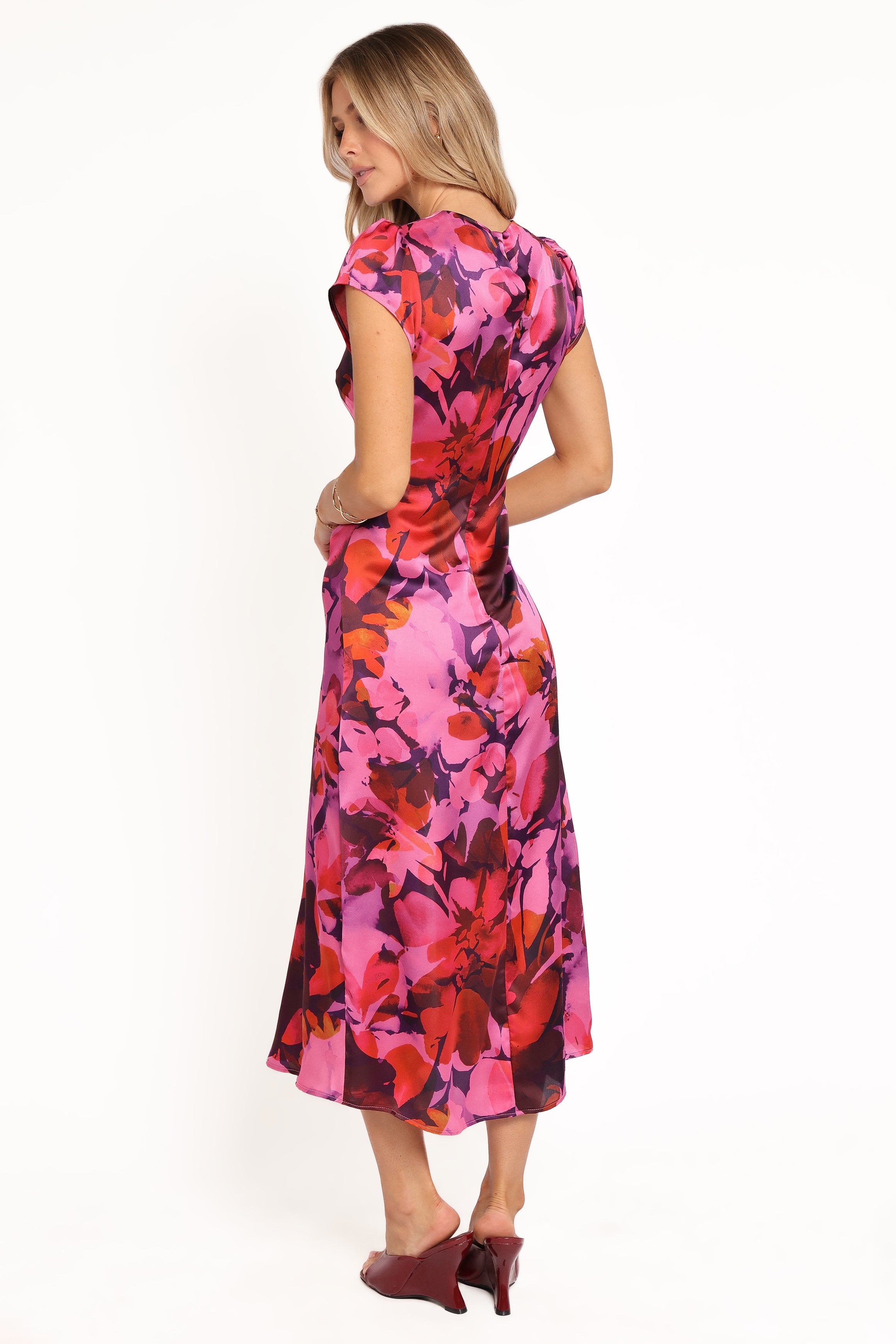 Petal and Pup USA DRESSES Lisbeth Midi Dress - Magenta Floral