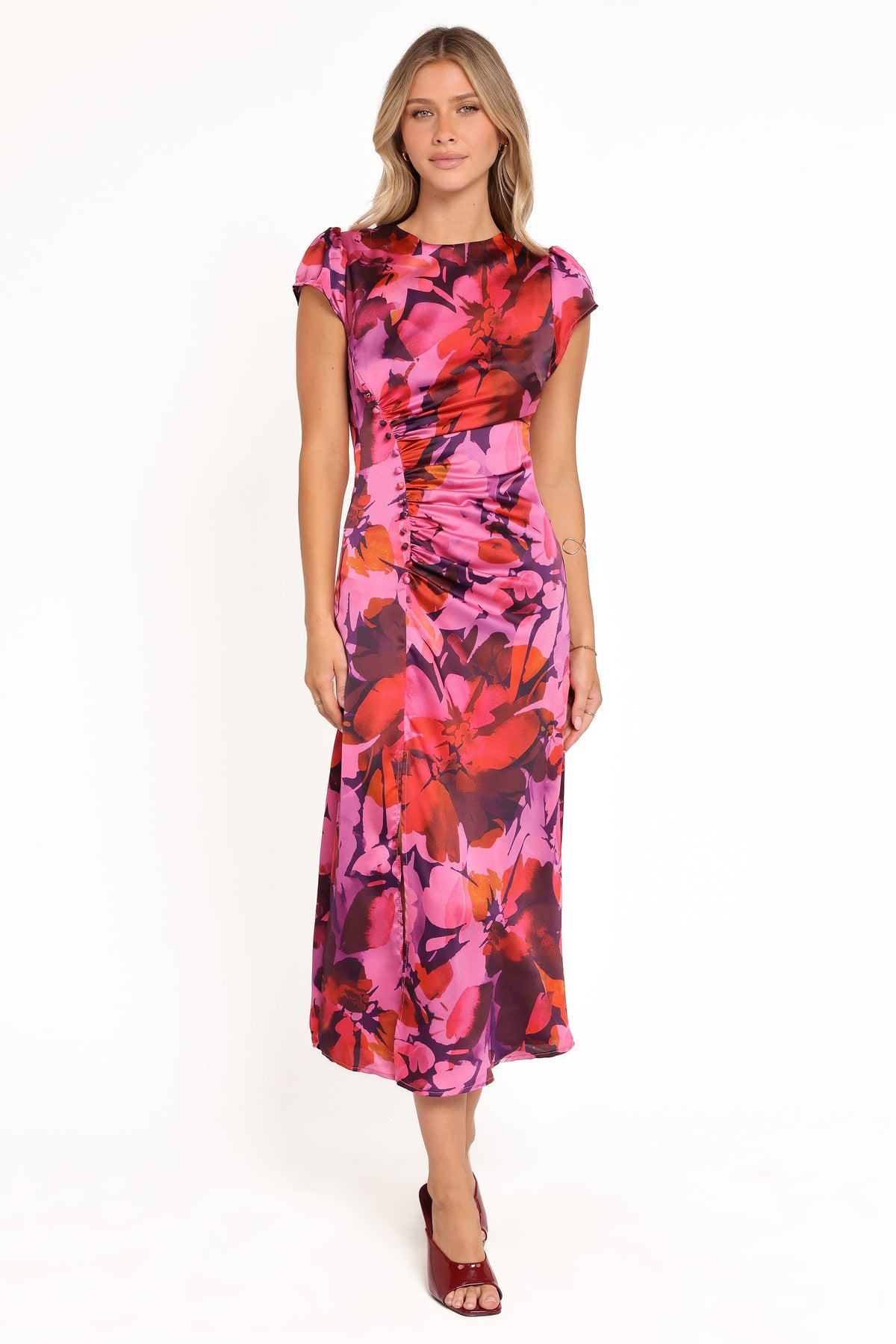 walk the line midi dress magenta Lisbeth Midi Dress