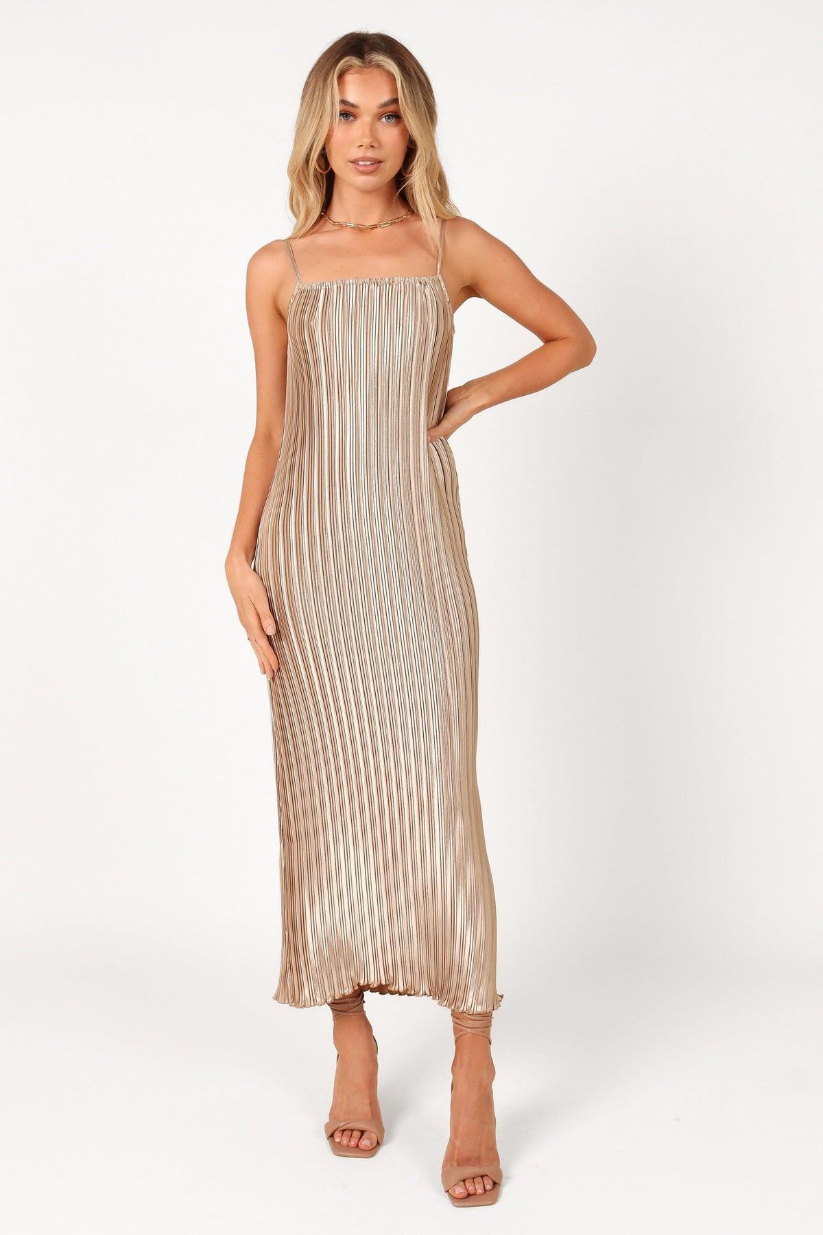 Liza Pleated Maxi Dress - Gold | Petal & Pup USA