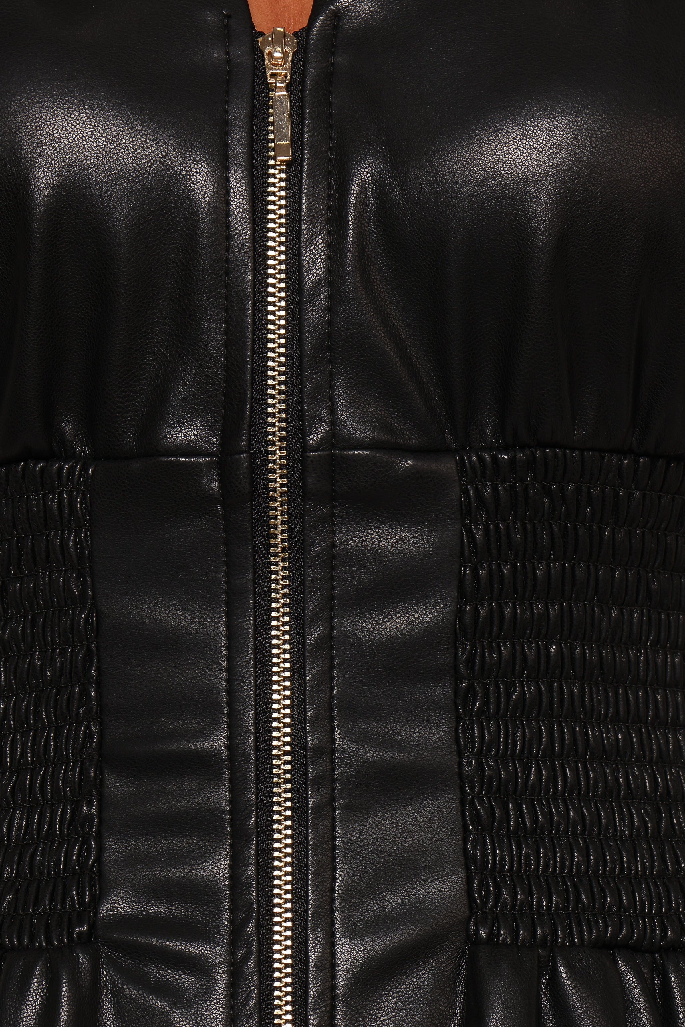 Petal and Pup USA DRESSES Lizzi Faux Leather Midi Dress - Black