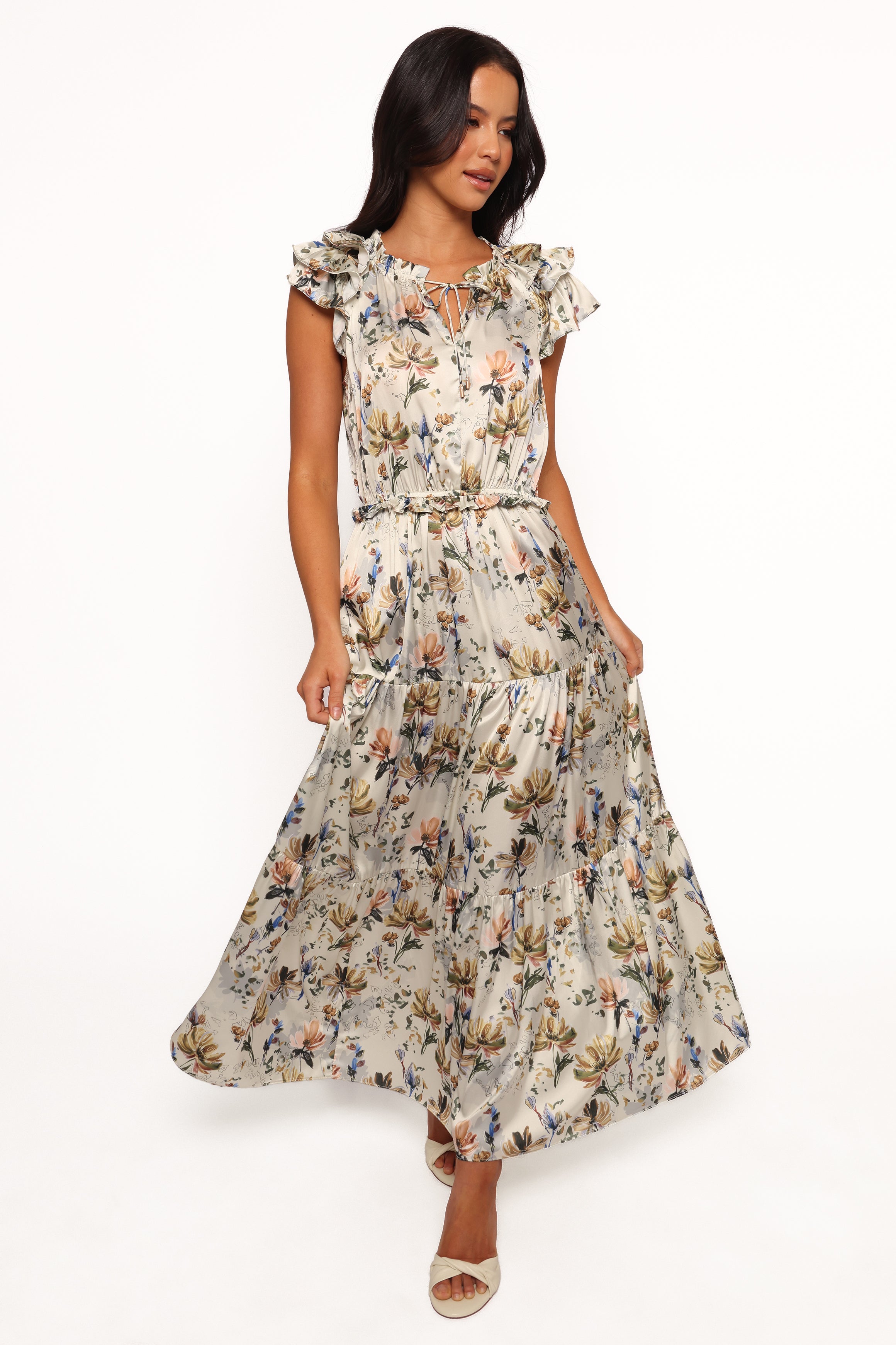 Petal and Pup USA DRESSES Lizzie Midi Dress - Cream Floral