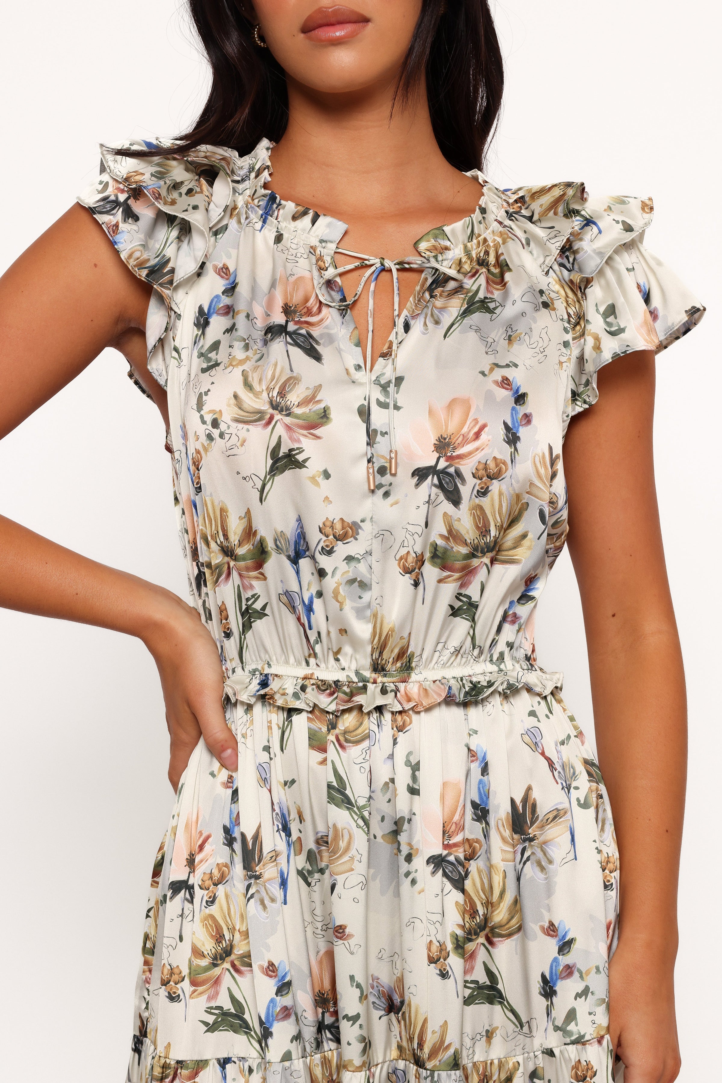 Petal and Pup USA DRESSES Lizzie Midi Dress - Cream Floral