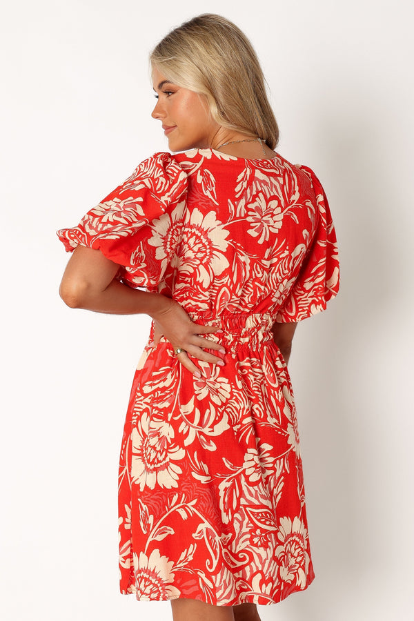 Petal and Pup USA DRESSES Lochi Mini Dress - Red Floral