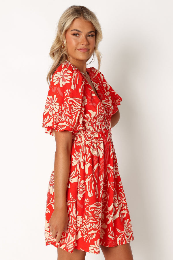 Petal and Pup USA DRESSES Lochi Mini Dress - Red Floral