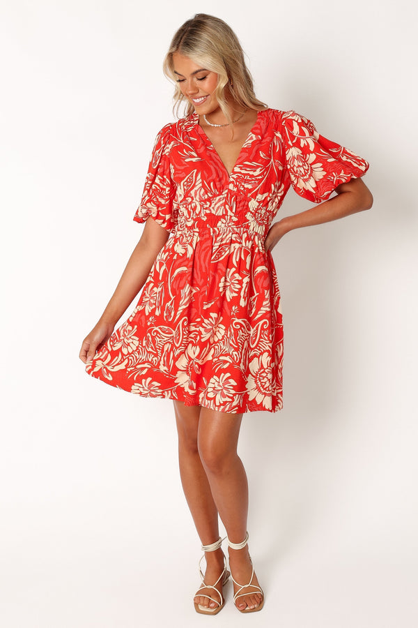 Petal and Pup USA DRESSES Lochi Mini Dress - Red Floral