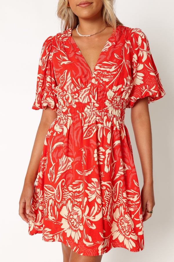 Petal and Pup USA DRESSES Lochi Mini Dress - Red Floral