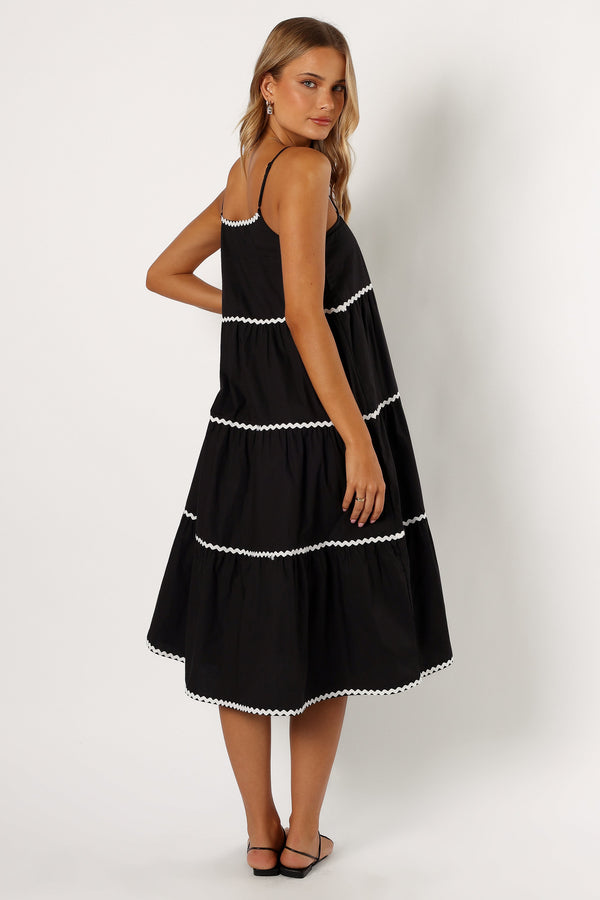 Petal and Pup USA DRESSES Loella Tiered Midi Dress - Black