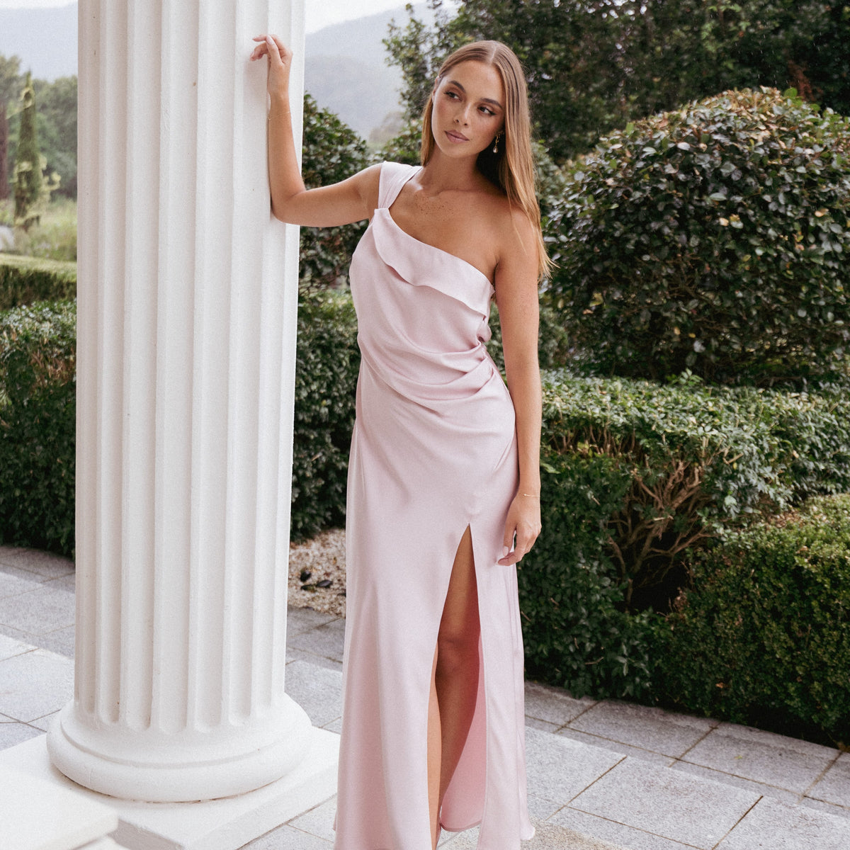 Petal and Pup Women's Lolana Draped One Shoulder Dress - Pale Pink