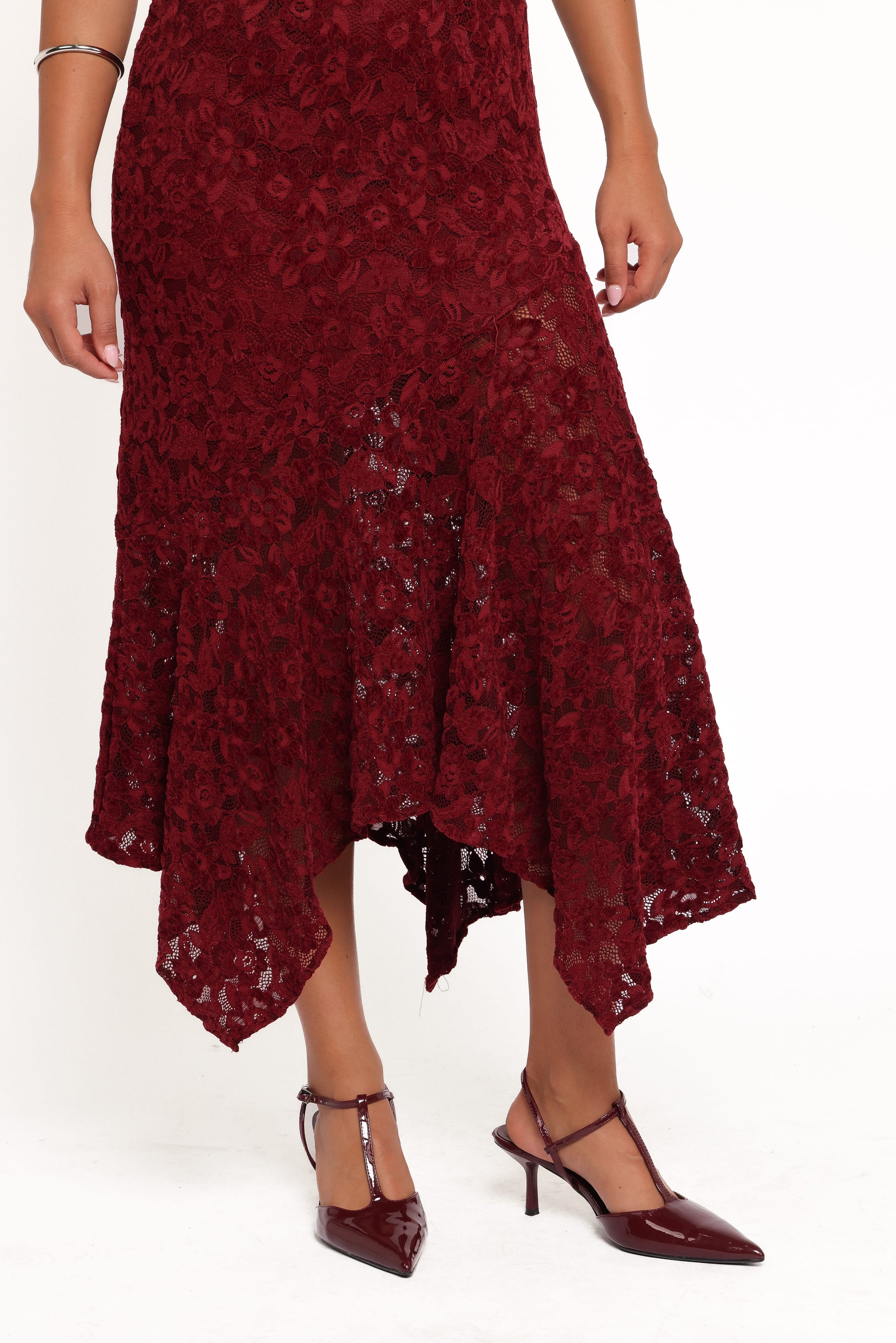 Petal and Pup USA DRESSES Lorde Midi Dress - Burgundy Lace