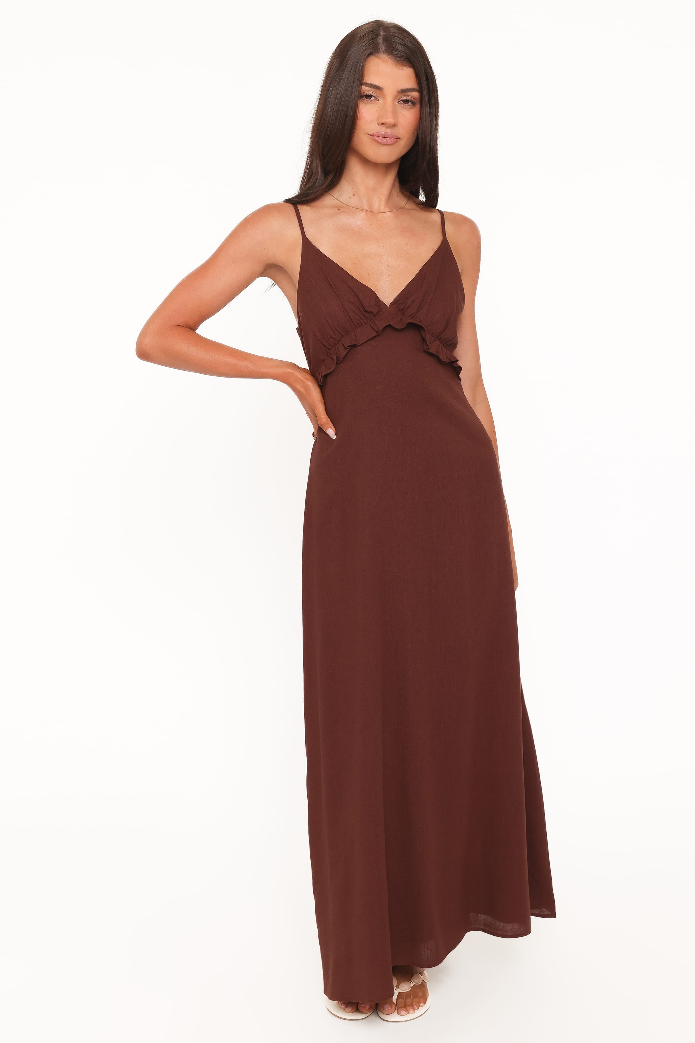 Petal and Pup USA DRESSES Lorella Midi Dress - Dark Brown
