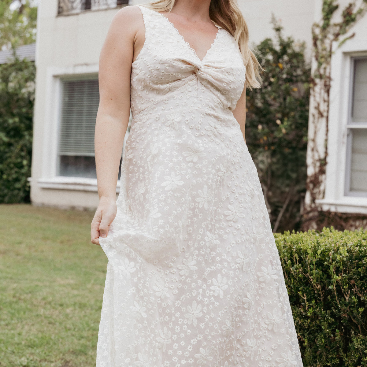 petal and pup bridesmaid dresses Women's Augustine Midi Dress It features a classic square neckline and a pleated A Wedding Cream Bridesmaids Dresses Louise