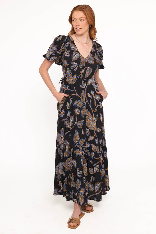 Petal and Pup USA DRESSES Loveen Maxi Dress - Black Floral